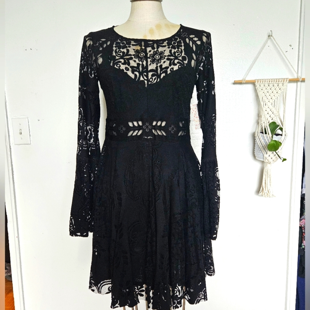Free People Black Lace Dress, NWT